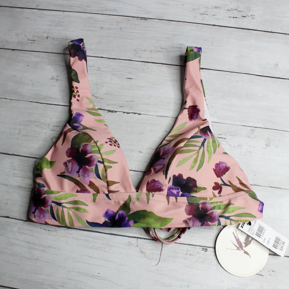 Byrds of Paradise Swim Women's Bikini Swimsuit Top S Padded Bra Floral